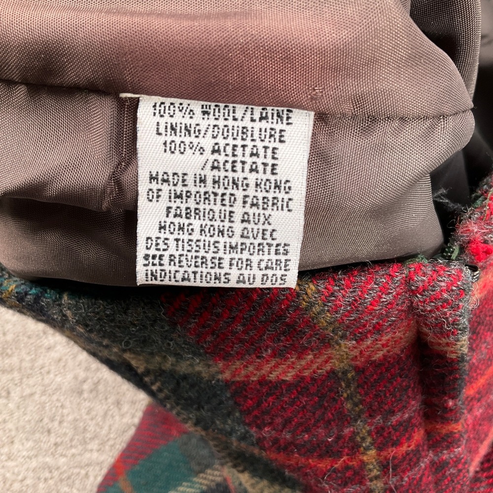 Talbots Skirt Womens 14 Red Green Plaid Wrap Button Fringe Preppy‎ Straight Wool - Picture 3 of 8